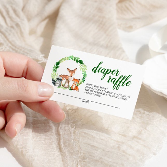 Woodland Animals Baby Shower Diaper Raffle Enclosure Card (Creator Uploaded)