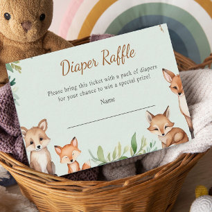 Woodland Animals Baby Shower Diaper Raffle Enclosure Card