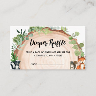 Woodland Animals Baby Shower Diaper Raffle Enclosure Card