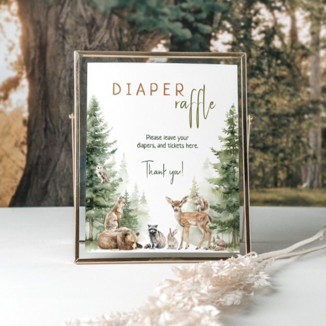 Woodland Animals Baby Shower Diaper Raffle Sign (Creator Uploaded)
