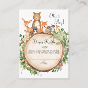 Woodland Animals Baby Shower Diaper Raffle Ticket Enclosure Card