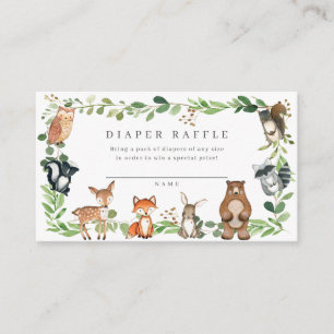 Woodland Animals Baby Shower Diaper Raffle Ticket Enclosure Card