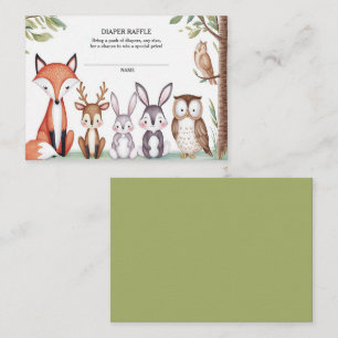 Woodland Animals Baby Shower Diaper Raffle Ticket Enclosure Card