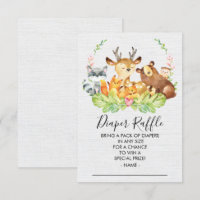 Woodland Animals Baby Shower Diaper Raffle Ticket