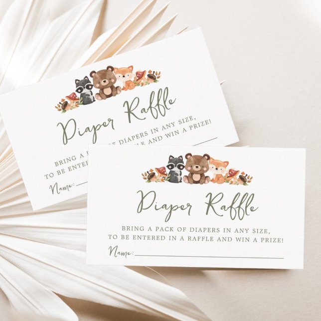 Woodland Animals Baby Shower Diaper Raffler  Enclosure Card (Creator Uploaded)