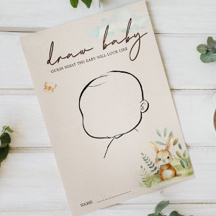 Woodland Animals Baby Shower Draw Baby Game Flyer