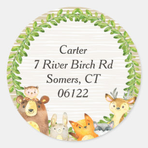 Woodland Animals Baby Shower Envelope Seal Address