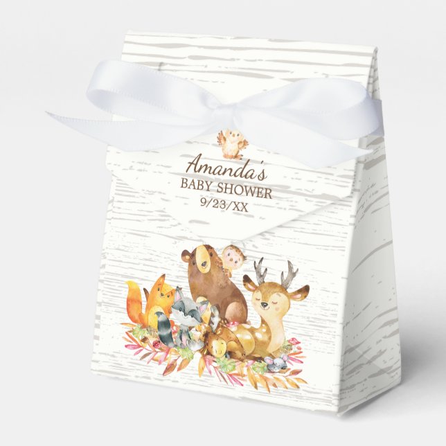 Woodland Animals Baby Shower Favour Box (Front Side)
