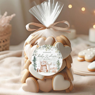 Woodland Animals Baby Shower Favour  Classic Round Sticker