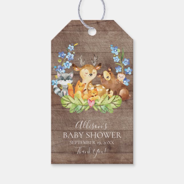 Woodland Animals Baby Shower Favour Gift Tag (Front)