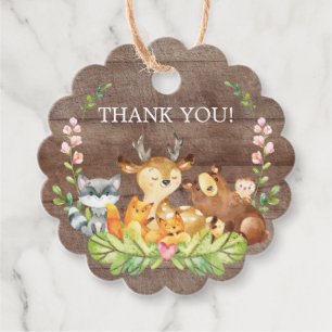 Woodland Animals Baby Shower Favour Gift Tag