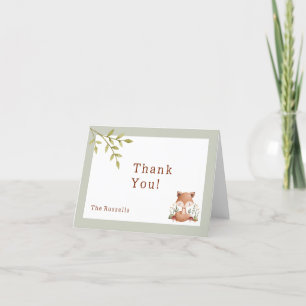 Woodland Animals Baby Shower Fox Thank You Card