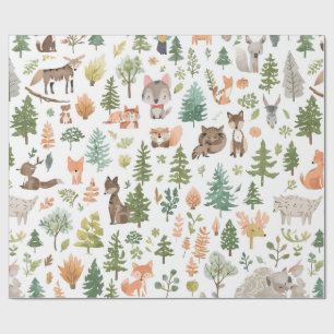 Woodland animals baby shower gender neutral wrapping paper