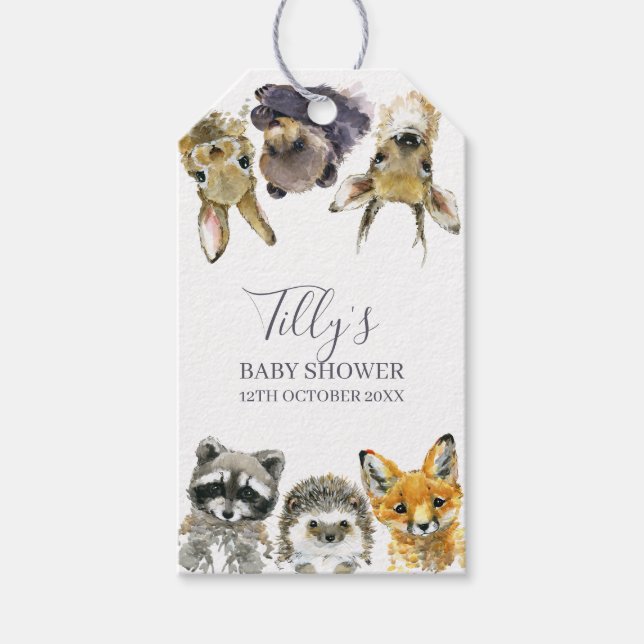Woodland Animals Baby Shower Gift Tags (Front)