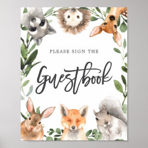 Woodland Animals Baby Shower Guestbook Sign