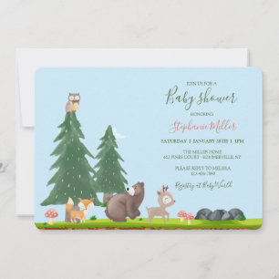 Woodland Animals Baby Shower Invitation