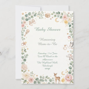 Woodland Animals Baby Shower Invitation
