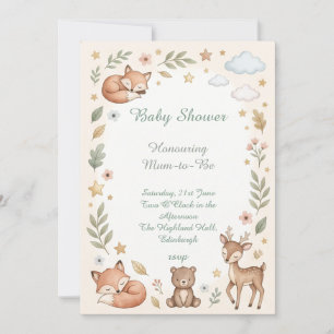 Woodland Animals Baby Shower Invitation