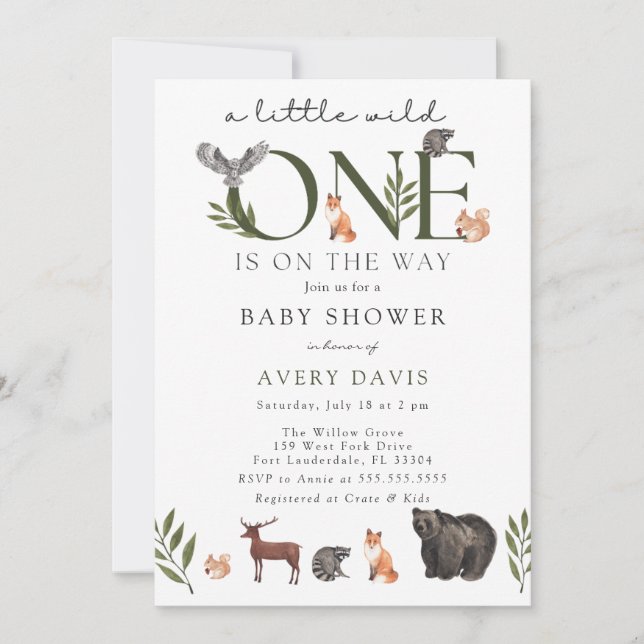 Woodland Animals Baby Shower Invitation (Front)
