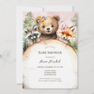 Woodland Animals Baby Shower Invitation