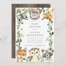 Woodland Animals Baby Shower Invitation