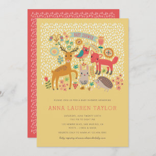 Woodland Animals Baby Shower Invitation