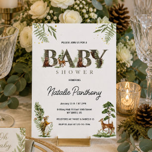 Woodland Animals Baby Shower Invitation