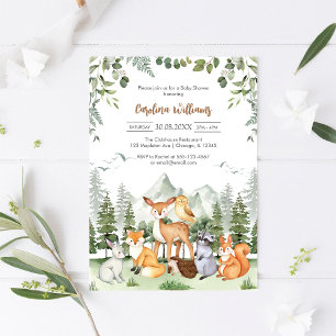 Woodland Animals Baby Shower Invitation
