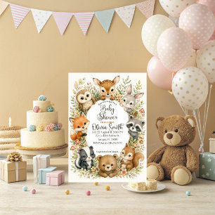 Woodland Animals Baby Shower Invitation 