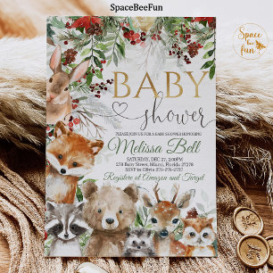 Woodland Animals Baby Shower Invitation