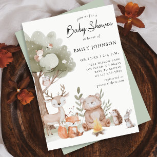 Woodland Animals Baby Shower Invitation