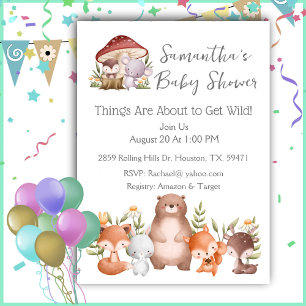 Woodland Animals Baby Shower Invitation