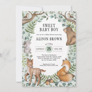 Woodland Animals Baby Shower Invitation