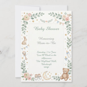 Woodland Animals Baby Shower Invitation