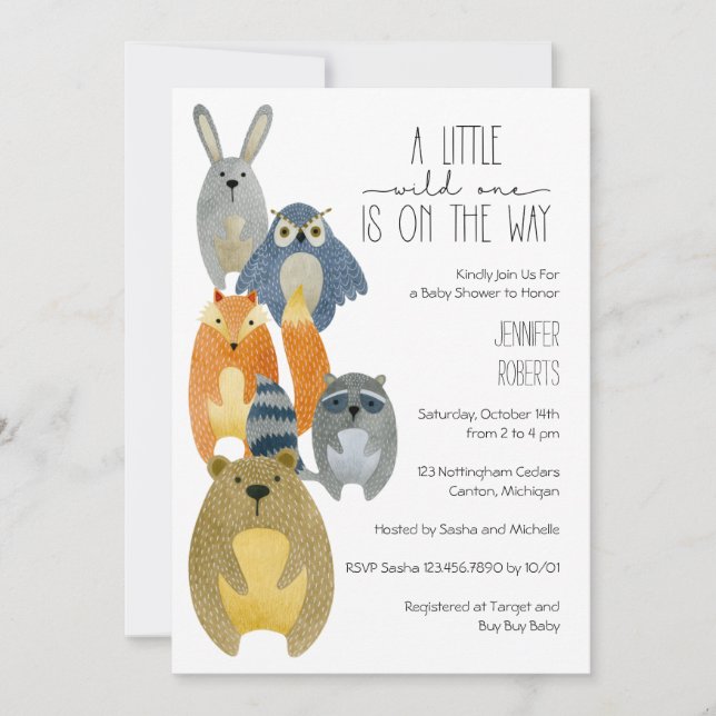 Woodland Animals Baby Shower Invitation (Front)
