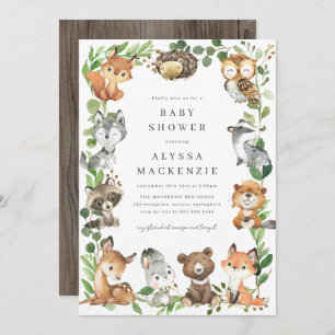 Woodland Animals Baby Shower Invitation
