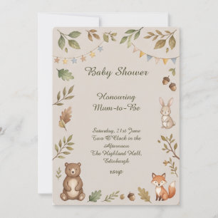 Woodland Animals Baby Shower Invitation