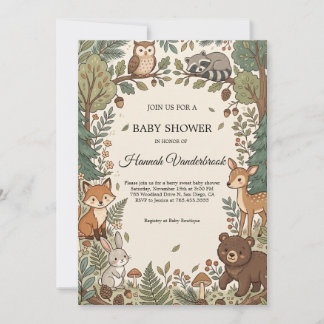 Woodland Animals Baby Shower Invitation | Gender N