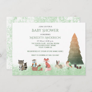Woodland Animals Baby Shower Invitations