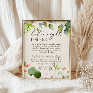 Woodland Animals Baby Shower Late Night Diaper Poster