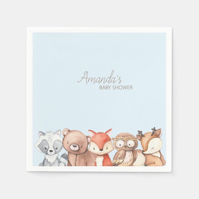 Woodland Animals Baby Shower Napkin (Front)