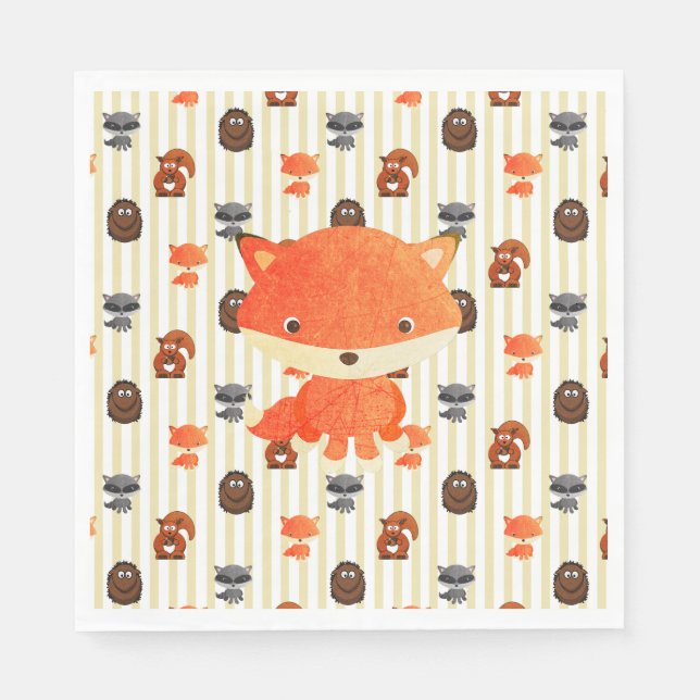 Woodland Animals Baby Shower Napkins (Front)