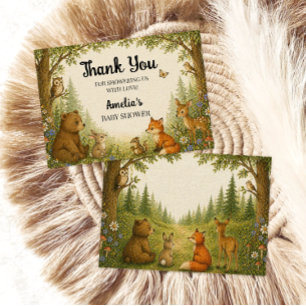 Woodland Animals Baby Shower Neutral Forest Thank You Card