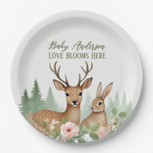 Woodland Animals Baby Shower Paper Plate