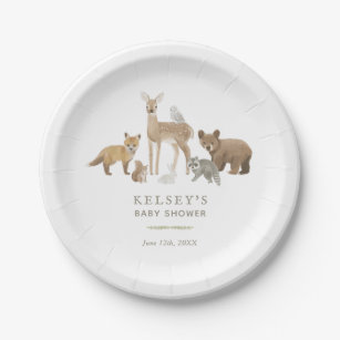 Woodland Animals Baby Shower Paper Plate