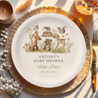 Woodland Animals Baby Shower Paper Plate