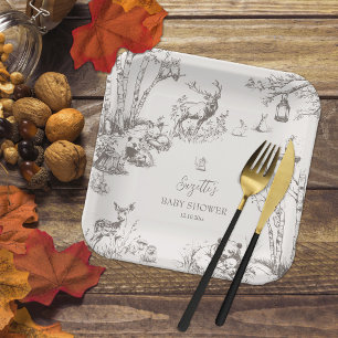 Woodland Animals Baby Shower Paper Plate