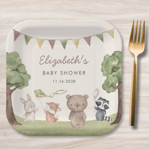 Woodland Animals Baby Shower Paper Plate