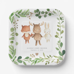 Woodland Animals Baby Shower Paper Plates