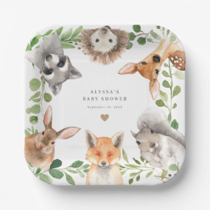 Woodland Animals Baby Shower Paper Plates